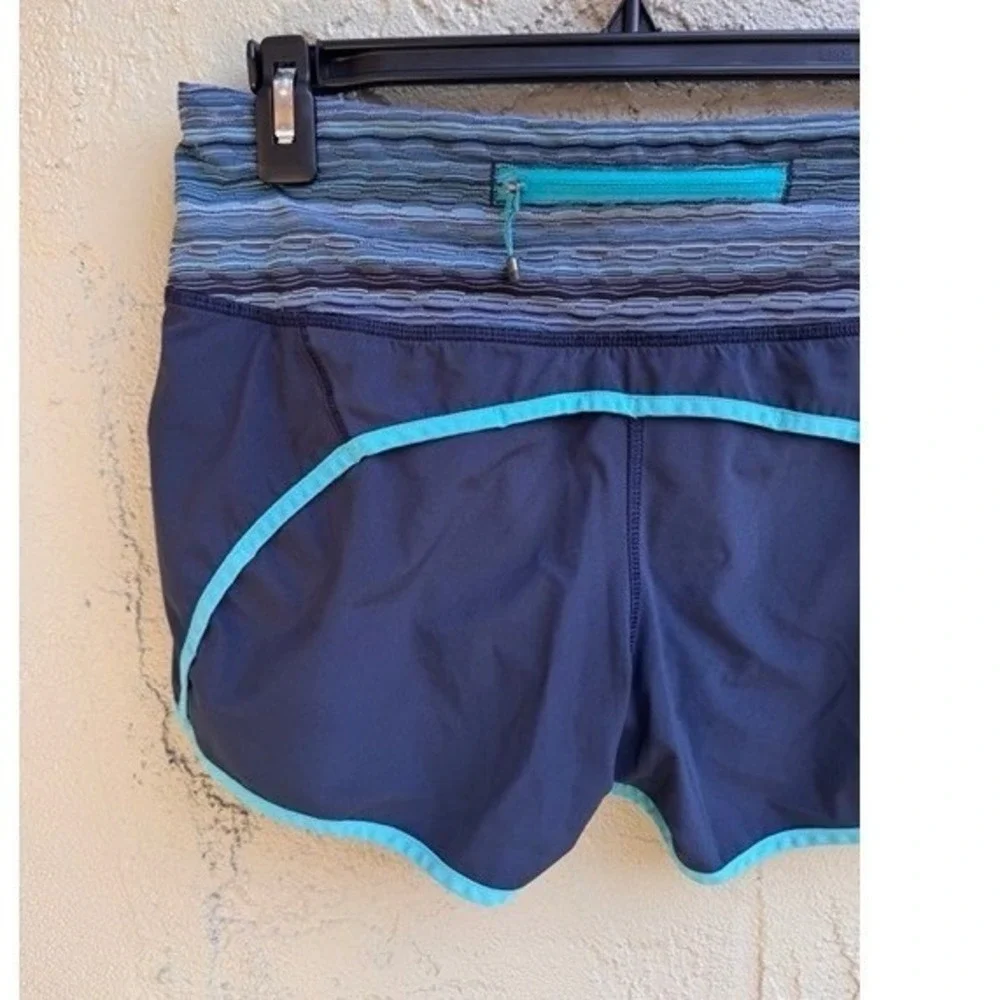 Lululemon Womens Run Times Navy Striped Shorts SZ 4 Athleisure Activewear Wicki